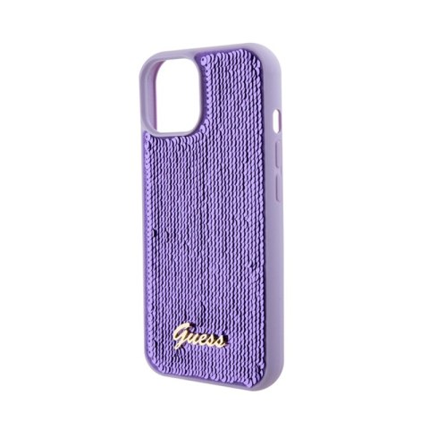 Guess Sequin Script Metal - Etui iPhone 15 (fioletowy) Guess Sequin Script Metal - Etui iPhone 15 (fioletowy)