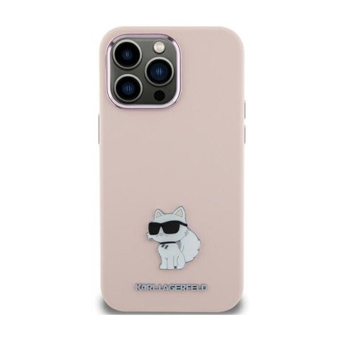 Karl Lagerfeld Silicone Choupette Metal Pin - Etui iPhone 15 Plus (różowy) Karl Lagerfeld Silicone Choupette Metal Pin - Etui iPhone 15 Plus (różowy)