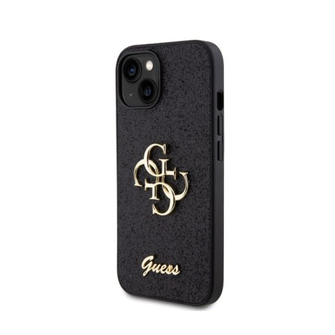Guess Glitter Script Big 4G - Etui iPhone 15 (czarny) Guess Glitter Script Big 4G - Etui iPhone 15 (czarny)