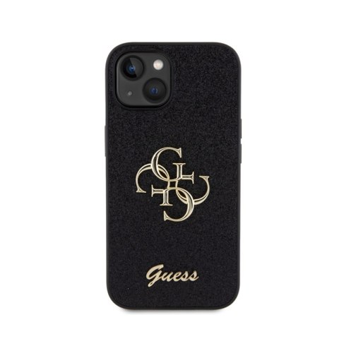 Guess Glitter Script Big 4G - Etui iPhone 15 (czarny) Guess Glitter Script Big 4G - Etui iPhone 15 (czarny)