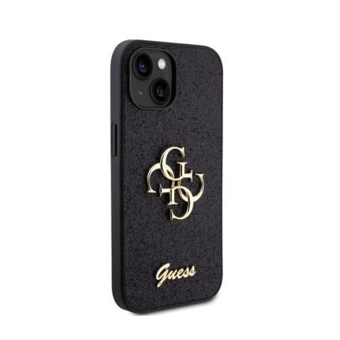 Guess Glitter Script Big 4G - Etui iPhone 15 (czarny) Guess Glitter Script Big 4G - Etui iPhone 15 (czarny)