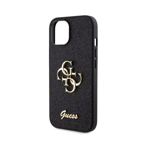 Guess Glitter Script Big 4G - Etui iPhone 15 (czarny) Guess Glitter Script Big 4G - Etui iPhone 15 (czarny)