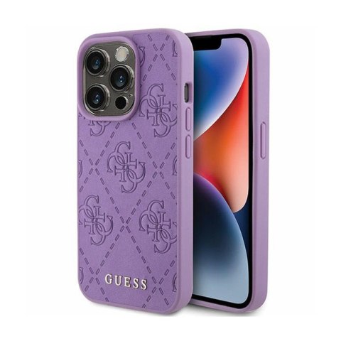 Guess Leather 4G Stamped - Etui iPhone 15 Pro Max (fioletowy) Guess Leather 4G Stamped - Etui iPhone 15 Pro Max (fioletowy)