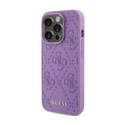 Guess Leather 4G Stamped - Etui iPhone 15 Pro Max (fioletowy) Guess Leather 4G Stamped - Etui iPhone 15 Pro Max (fioletowy)