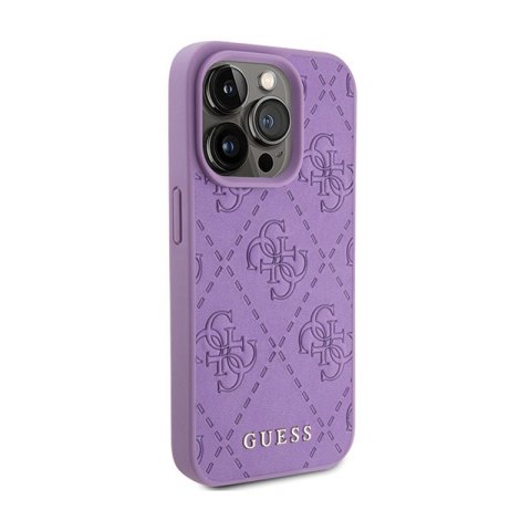Guess Leather 4G Stamped - Etui iPhone 15 Pro Max (fioletowy) Guess Leather 4G Stamped - Etui iPhone 15 Pro Max (fioletowy)