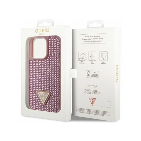 Guess Rhinestone Triangle - Etui iPhone 14 Pro (różowy) Guess Rhinestone Triangle - Etui iPhone 14 Pro (różowy)
