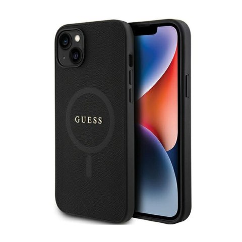 Guess Saffiano MagSafe - Etui iPhone 15 Plus (czarny) Guess Saffiano MagSafe - Etui iPhone 15 Plus (czarny)