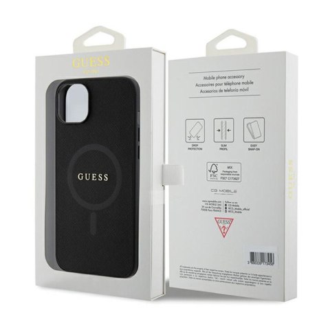 Guess Saffiano MagSafe - Etui iPhone 15 Plus (czarny) Guess Saffiano MagSafe - Etui iPhone 15 Plus (czarny)