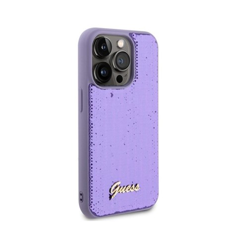 Guess Sequin Script Metal - Etui iPhone 15 Pro (fioletowy) Guess Sequin Script Metal - Etui iPhone 15 Pro (fioletowy)