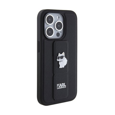 Karl Lagerfeld Gripstand Saffiano Choupette Pins - Etui iPhone 14 Pro (czarny) Karl Lagerfeld Gripstand Saffiano Choupette Pins - Etui iPhone 14 Pro (czarny)