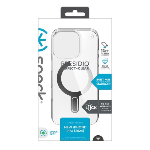 Speck Presidio Perfect-Clear ClickLock & MagSafe - Etui iPhone 16 Pro (Clear / Chrome Finish / Serene Silver) Speck Presidio Perfect-Clear ClickLock & MagSafe - Etui iPhone 16 Pro (Clear / Chrome Finish / Serene Silver)
