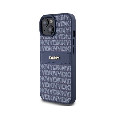 DKNY Leather Mono Stripe & Metal Logo - Etui iPhone 15 / 14 / 13 (niebieski) DKNY Leather Mono Stripe & Metal Logo - Etui iPhone 15 / 14 / 13 (niebieski)