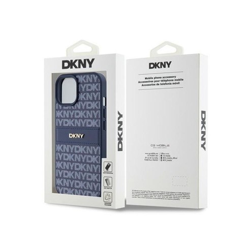 DKNY Leather Mono Stripe & Metal Logo - Etui iPhone 15 / 14 / 13 (niebieski) DKNY Leather Mono Stripe & Metal Logo - Etui iPhone 15 / 14 / 13 (niebieski)