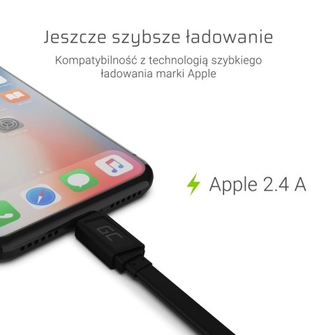 Green Cell GCmatte - Kabel Przewód Lightning 25 cm z obsługą szybkiego ładowania Apple 2.4A Green Cell GCmatte - Kabel Przewód Lightning 25 cm z obsługą szybkiego ładowania Apple 2.4A