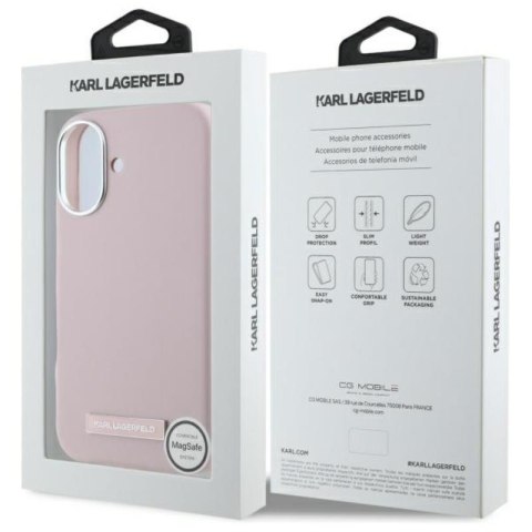 Karl Lagerfeld FW Metal Plate MagSafe - Etui iPhone 16 (różowy) Karl Lagerfeld FW Metal Plate MagSafe - Etui iPhone 16 (różowy)