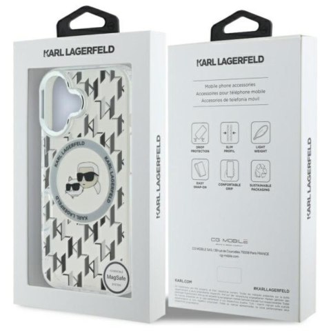 Karl Lagerfeld IML Monogram Karl & Choupette Head MagSafe - Etui iPhone 16 (przezroczysty) Karl Lagerfeld IML Monogram Karl & Choupette Head MagSafe - Etui iPhone 16 (przezroczysty)