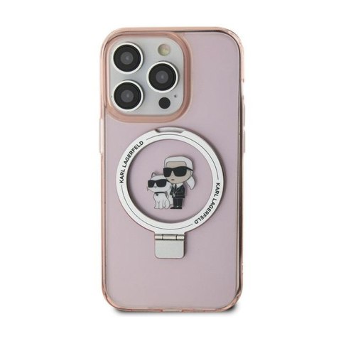 Karl Lagerfeld Ring Stand Karl & Choupette MagSafe - Etui iPhone 15 Plus (różowy) Karl Lagerfeld Ring Stand Karl & Choupette MagSafe - Etui iPhone 15 Plus (różowy)