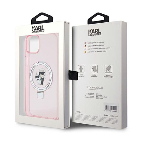 Karl Lagerfeld Ring Stand Karl & Choupette MagSafe - Etui iPhone 15 Plus (różowy) Karl Lagerfeld Ring Stand Karl & Choupette MagSafe - Etui iPhone 15 Plus (różowy)