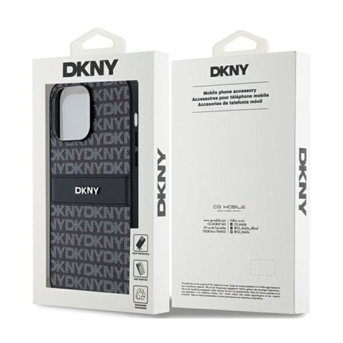 DKNY Leather Mono Stripe & Metal Logo - Etui iPhone 14 Pro (czarny) DKNY Leather Mono Stripe & Metal Logo - Etui iPhone 14 Pro (czarny)