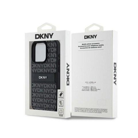 DKNY Leather Mono Stripe & Metal Logo - Etui iPhone 15 Pro Max (czarny) DKNY Leather Mono Stripe & Metal Logo - Etui iPhone 15 Pro Max (czarny)