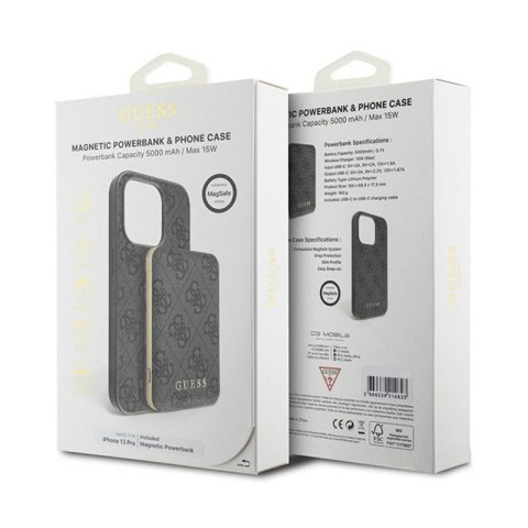 Guess Bundle Pack MagSafe 4G Metal Gold Logo - Zestaw etui + Power Bank 5000mAh MagSafe iPhone 13 Pro (czarny) Guess Bundle Pack MagSafe 4G Metal Gold Logo - Zestaw etui + Power Bank 5000mAh MagSafe iPhone 13 Pro (czarny)