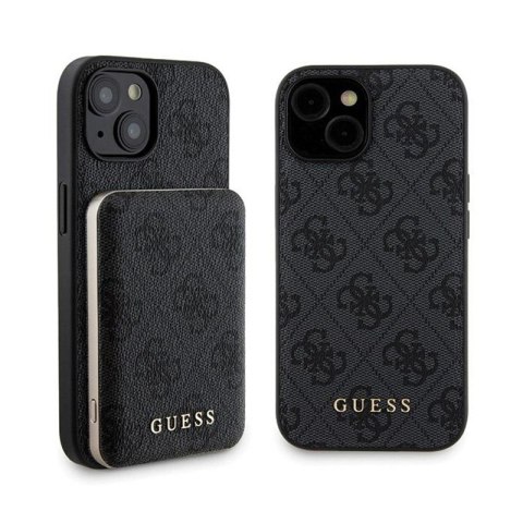 Guess Bundle Pack MagSafe 4G Metal Gold Logo - Zestaw etui + Power Bank 5000mAh MagSafe iPhone 15 (czarny) Guess Bundle Pack MagSafe 4G Metal Gold Logo - Zestaw etui + Power Bank 5000mAh MagSafe iPhone 15 (czarny)