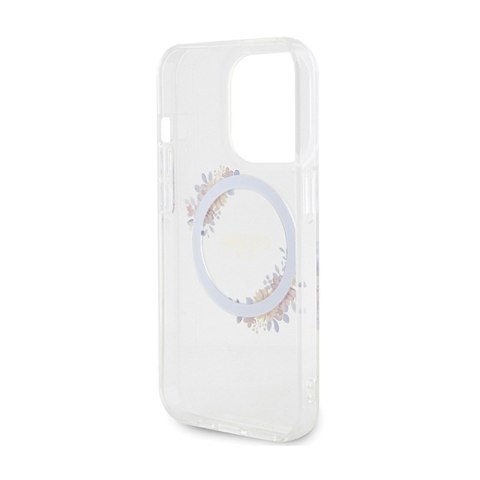 Guess IML Flowers Wreath MagSafe - Etui iPhone 15 Pro (przezroczysty) Guess IML Flowers Wreath MagSafe - Etui iPhone 15 Pro (przezroczysty)