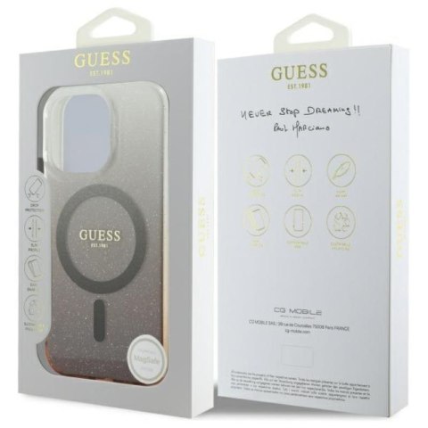 Guess IML Glitter Gradient MagSafe - Etui iPhone 16 Pro Max (brązowy) Guess IML Glitter Gradient MagSafe - Etui iPhone 16 Pro Max (brązowy)