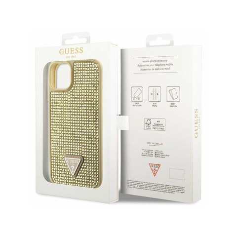 Guess Rhinestone Triangle - Etui iPhone 14 Plus (złoty) Guess Rhinestone Triangle - Etui iPhone 14 Plus (złoty)