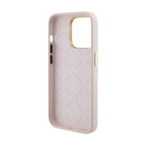 Guess Silicone Logo Strass 4G - Etui iPhone 15 Pro (różowy) Guess Silicone Logo Strass 4G - Etui iPhone 15 Pro (różowy)