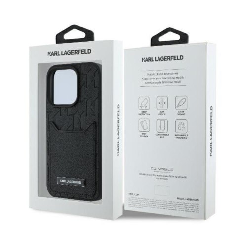 Karl Lagerfeld Cardslots Monogram - Etui iPhone 16 Pro (czarny) Karl Lagerfeld Cardslots Monogram - Etui iPhone 16 Pro (czarny)