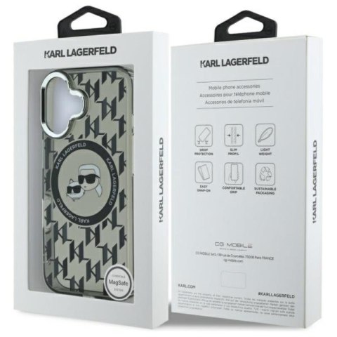 Karl Lagerfeld IML Monogram Karl & Choupette Head MagSafe - Etui iPhone 16 (czarny) Karl Lagerfeld IML Monogram Karl & Choupette Head MagSafe - Etui iPhone 16 (czarny)