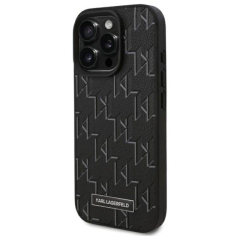 Karl Lagerfeld Leather Monogram Metal Logo MagSafe - Etui iPhone 16 Pro (czarny) Karl Lagerfeld Leather Monogram Metal Logo MagSafe - Etui iPhone 16 Pro (czarny)