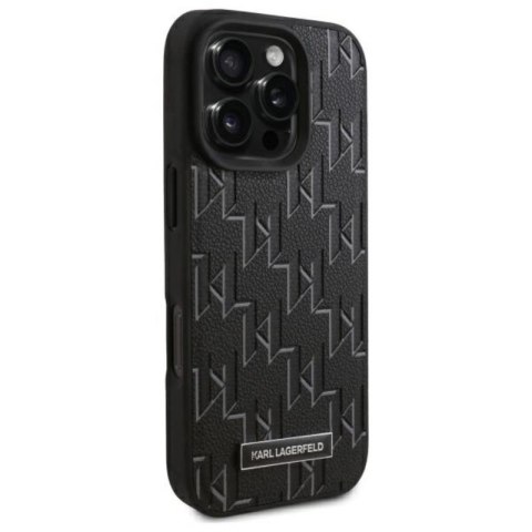 Karl Lagerfeld Leather Monogram Metal Logo MagSafe - Etui iPhone 16 Pro (czarny) Karl Lagerfeld Leather Monogram Metal Logo MagSafe - Etui iPhone 16 Pro (czarny)