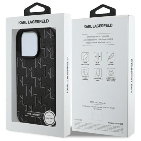 Karl Lagerfeld Leather Monogram Metal Logo MagSafe - Etui iPhone 16 Pro (czarny) Karl Lagerfeld Leather Monogram Metal Logo MagSafe - Etui iPhone 16 Pro (czarny)