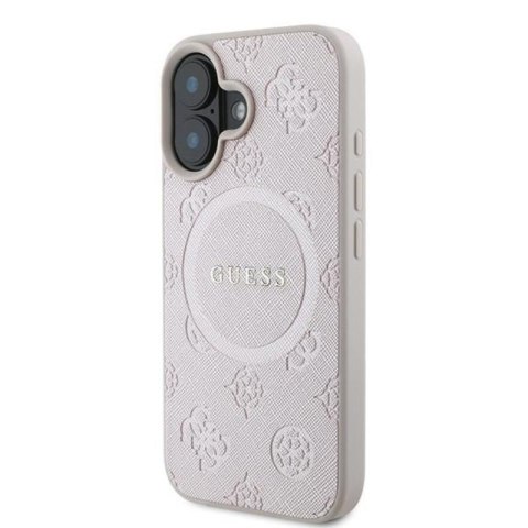 Guess Saffiano Peony Classic Logo MagSafe - Etui iPhone 16 Plus (różowy) Guess Saffiano Peony Classic Logo MagSafe - Etui iPhone 16 Plus (różowy)