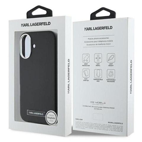Karl Lagerfeld FW Metal Plate MagSafe - Etui iPhone 16 Plus (czarny) Karl Lagerfeld FW Metal Plate MagSafe - Etui iPhone 16 Plus (czarny)