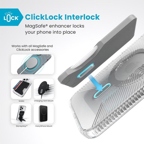 Speck Presidio Perfect-Clear Grip ClickLock & MagSafe - Etui iPhone 16 Plus (Clear / Chrome Finish / Serene Silver) Speck Presidio Perfect-Clear Grip ClickLock & MagSafe - Etui iPhone 16 Plus (Clear / Chrome Finish / Serene Silver)