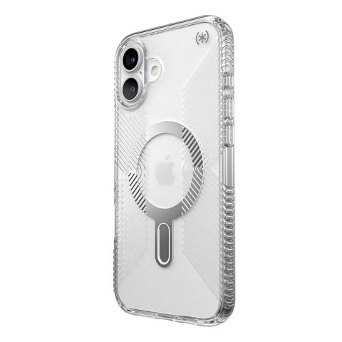Speck Presidio Perfect-Clear Grip ClickLock & MagSafe - Etui iPhone 16 Plus (Clear / Chrome Finish / Serene Silver) Speck Presidio Perfect-Clear Grip ClickLock & MagSafe - Etui iPhone 16 Plus (Clear / Chrome Finish / Serene Silver)