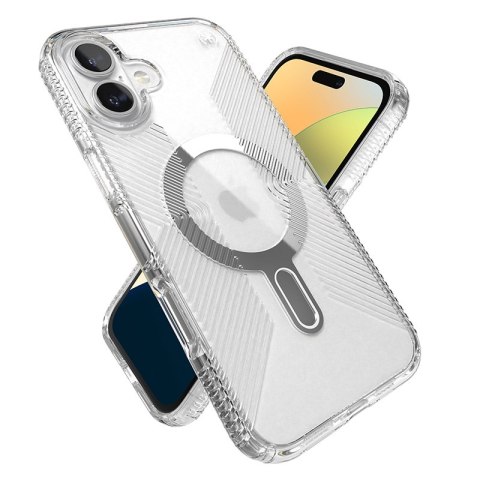 Speck Presidio Perfect-Clear Grip ClickLock & MagSafe - Etui iPhone 16 Plus (Clear / Chrome Finish / Serene Silver) Speck Presidio Perfect-Clear Grip ClickLock & MagSafe - Etui iPhone 16 Plus (Clear / Chrome Finish / Serene Silver)