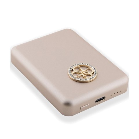 Guess 4G Strassed Metal Logo MagSafe - Power Bank indukcyjny 5000 mAh 15W MagSafe (złoty) Guess 4G Strassed Metal Logo MagSafe - Power Bank indukcyjny 5000 mAh 15W MagSafe (złoty)