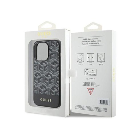 Guess GCube Stripes MagSafe - Etui iPhone 15 Pro (czarny) Guess GCube Stripes MagSafe - Etui iPhone 15 Pro (czarny)