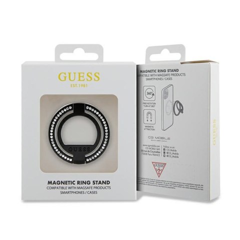 Guess MagSafe Ring Stand Rhinestone - Magnetyczny uchwyt na palec do telefonu z funkcją standu (Czarny) Guess MagSafe Ring Stand Rhinestone - Magnetyczny uchwyt na palec do telefonu z funkcją standu (Czarny)