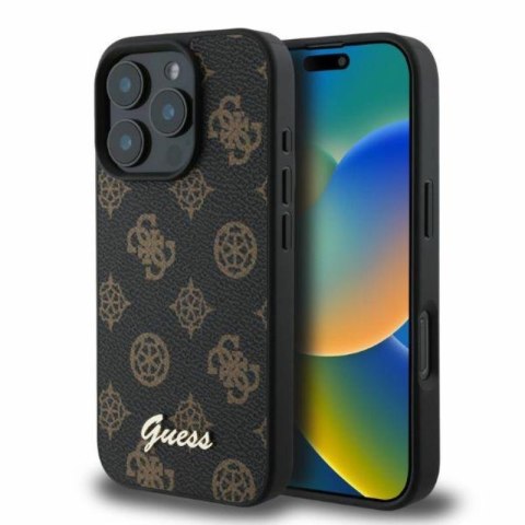 Guess Peony Script MagSafe - Etui iPhone 16 Pro (czarny) Guess Peony Script MagSafe - Etui iPhone 16 Pro (czarny)