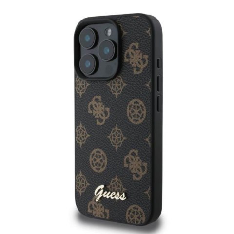 Guess Peony Script MagSafe - Etui iPhone 16 Pro (czarny) Guess Peony Script MagSafe - Etui iPhone 16 Pro (czarny)