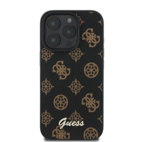 Guess Peony Script MagSafe - Etui iPhone 16 Pro (czarny) Guess Peony Script MagSafe - Etui iPhone 16 Pro (czarny)