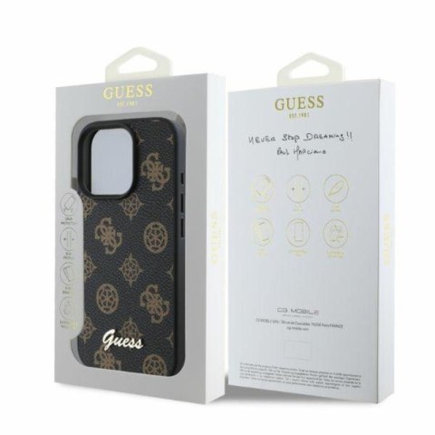 Guess Peony Script MagSafe - Etui iPhone 16 Pro (czarny) Guess Peony Script MagSafe - Etui iPhone 16 Pro (czarny)