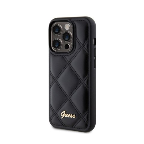 Guess Quilted Metal Logo - Etui iPhone 15 Pro (czarny) Guess Quilted Metal Logo - Etui iPhone 15 Pro (czarny)