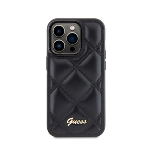 Guess Quilted Metal Logo - Etui iPhone 15 Pro (czarny) Guess Quilted Metal Logo - Etui iPhone 15 Pro (czarny)