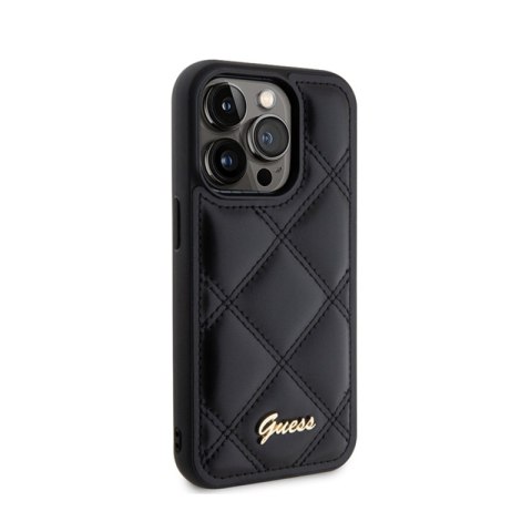 Guess Quilted Metal Logo - Etui iPhone 15 Pro (czarny) Guess Quilted Metal Logo - Etui iPhone 15 Pro (czarny)